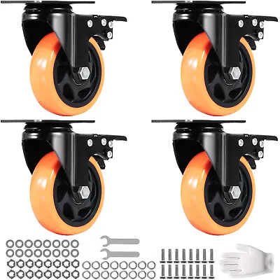 VEVOR 4 Pack 4  Caster Wheels Swivel Plate Polyurethane Heavy Duty Casters • $30.39