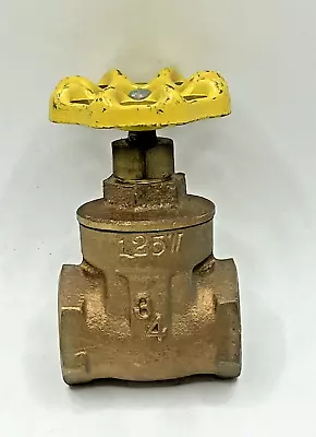 3/4  Bronze Gate Valve Threaded 125 Psi Solid Wedge FxF NPT Non-Rising Stem • $16.99