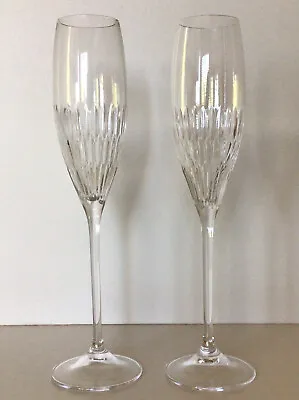 WEDGWOOD CRYSTAL ~ Chime ~ A Vera Wang Design ~ Two 10 1/4” Champagne Flutes • $30