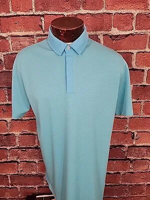 Puma Men's Large Blue White Striped Short Sleeve Golf Polo Shirt 🛺 • $18.38