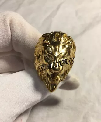 $379.99 • Buy Solid Metal Men's Angry Wolf Face Ring 14k Yellow Gold Plated Silver Free Stud