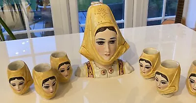 Unusual Vintage Ceramic Drinks Set - Veiled Lady Portrait Design - Signed • £50