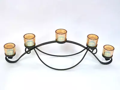 Black Metal Candelabra Candle Holder - Candle Centerpiece 65 CM - N11 G853 • £5.95