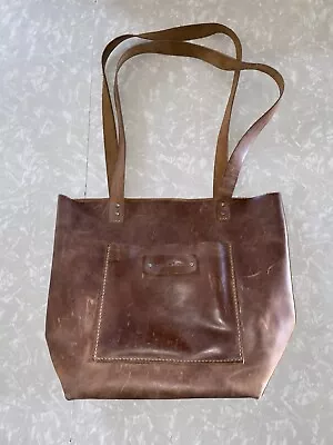 Vintage Distressed Brown Leather Tote Bag Purse • $55