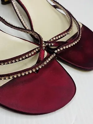 Michaelangelo Shoes Kitten Heel Strap Toe Sandals  Marly  10M Wine Burgundy • $17.24