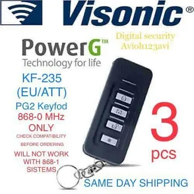 PACK OF 3- Visonic KF 235 PG2 Wireless Remote Keyfob (868-0) • $69