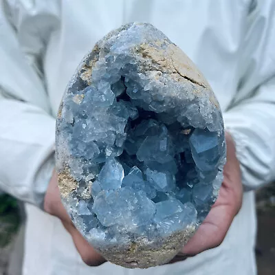 3.8LB Large Natural Blue Celestite Crystal Geode Quartz Cluster Mineral Specime • $10.50