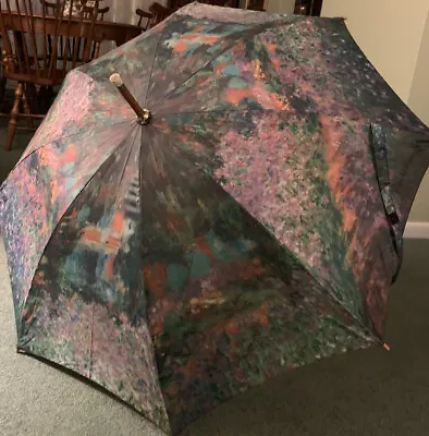 Monet The Artist's Garden At Giverny - Vintage Umbrella By Salamander - Wooden • $36