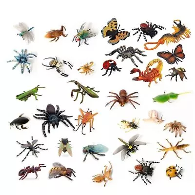 Model Bug Figurines Realistic Insect Animals Bee Mantis Spider Ladybug Cicada • $17.09