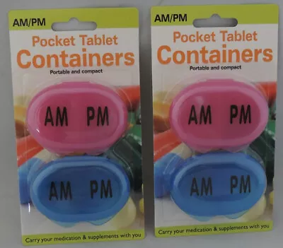 4pk AM PM Pocket Pill Tablet Medication Containers DAILY Organize Vitamin Travel • $8.79