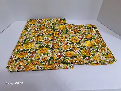 Vintage House 'N Home Fabric Yellow Orange Floral 2 Pcs Heavy Weight  Read  • $29