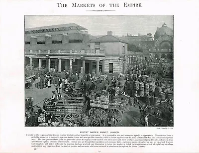 Covent Garden Market London Antique Print Victorian Old Picture 1899 TQET#145 • £8.49