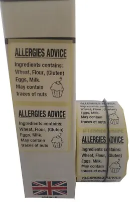 CupCake Labels Cake Allergen Warning Labels Food Allergy Content Stickers • £20