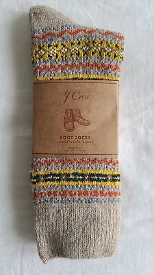 NWT J.crew Fair Isle Lambswool Blend Boot Socks One Size Brown Yellow • $16