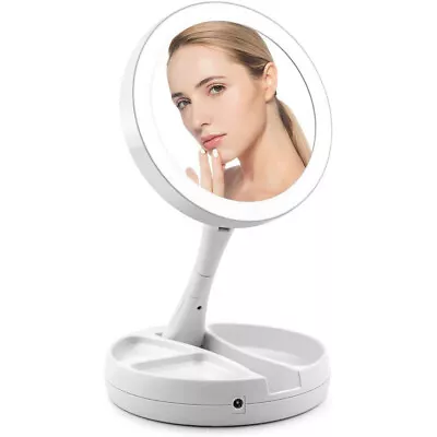 10x Magnifying Portable Folding Make Up Mirror With Led Light Bathroom Shaving • £11.14