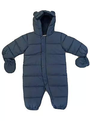 £15 • Buy Marks And Spencer (M&S) Stormwear Navy Hooded Snowsuit / Pramsuit 18-24m NEW