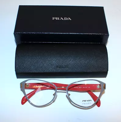 New PRADA Women's Grey & Pink Cat Eye EYEGLASSES Frames VPR-58U 53-17-140 • $54