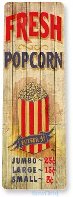 Popcorn Sign Hot Fresh Butter Popcorn Machine Movie Theater Cinema Tin Sign B765 • $8.45