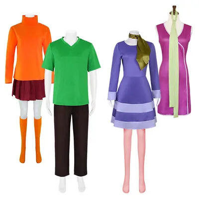 Cosplay Scooby Doo Velma Daphne Dresses Costumes Halloween Masquerade Suits Set • £18.90