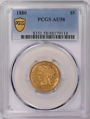 1880 Liberty Head Half Eagle $5 Gold Pcgs Au58 • $725