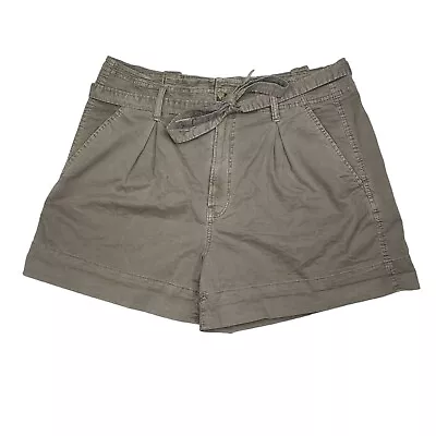 American Eagle High Waisted Paperbag Shorts Olive Green Womens 12 NEW • $18.39