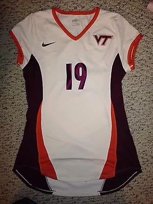 Nike Virginia Tech Hokies Game Worn #19 White Volleyball Jersey • $15