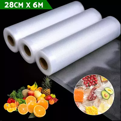 10 Rolls Vacuum Food Sealer Saver Bag Seal Storage Commercial Heat Grade 6MX28cm • $35.69