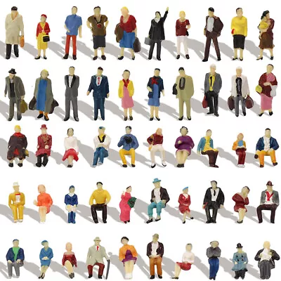 100pcs HO Scale Seated Standing People 1:87 Figures Passenger 50 Different Poses • $27.99