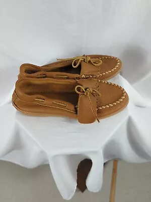 Minnetonka Moccasin Slipper Shoes Womens  Size 10 Moose Hide Leather  Runs Small • $37.97