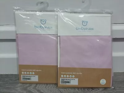 2 X Cot Pink Fitted Sheets 100% Cotton Soft Jersey Fitted Sheets 40x80cm • £3.50