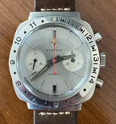 Vintage Festina Incabloc Chronograph Valjoux 7733 38mm Watch - Serviced! • $787