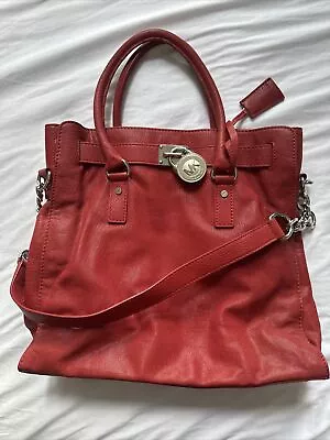 Michael Kors Hamilton Large Red Leather Tote Bag • $55