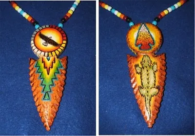 Navajo Necklace Cottonwood Pendant Horned Lizard & Eagle Men's Regalia WTL02 • $79.95