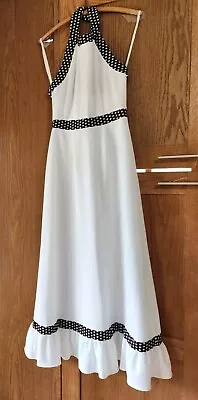 Vintage 70's Marta ‘D Women’s Halter Dress Size 6 White Brown Polyester • $29.98