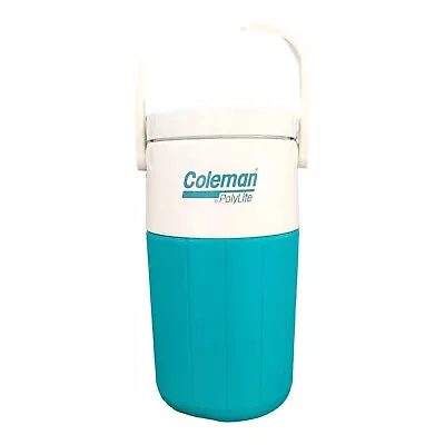 $56.91 • Buy Vtg Coleman PolyLite 1 Gallon Water Cooler Jug Handle #5590 Teal Camping Spout 