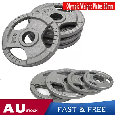 Olympic Size Cast Iron Weight Plates 1.25KG-25KG Weightlifting Barbell Fitness • $51