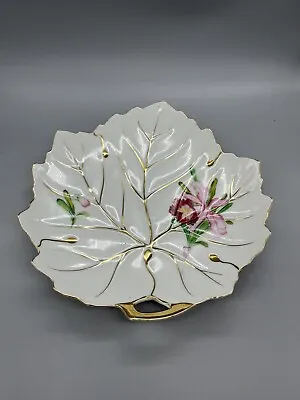 Vintage UCAGCO CHINA Hand Painted Leaf Shaped Plate Dish From JAPAN • $15.99