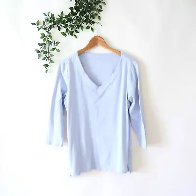 J.Jill Pima 3/4 Sleeve V Neck Top Pale Blue Top Size Medium • $12.98