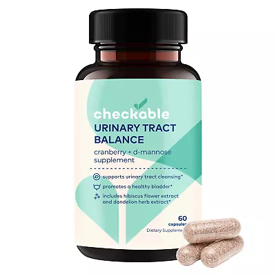 Checkable® UTI Supplement 1000mg D-Mannose Cranberry Hibiscus Dandelion Bladder • $19.99