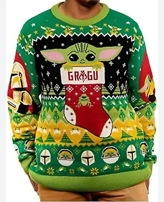 Star Wars Baby Yoda Grogu Mandalorian Ugly Christmas Sweater- Size Medium • $22