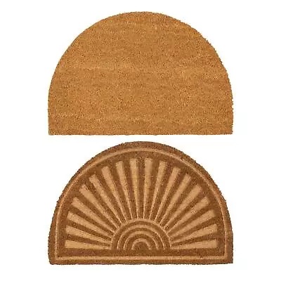 2x Half Moon Door Mats Natural Indoor Outdoor Welcome Mats 60 X 40cm Embossed • £13