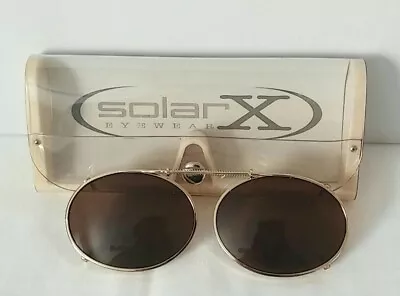 Vintage Solar X Eyewear Clip-on With Gold Frame And Brown Uv Lenses • $12