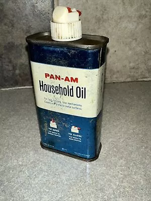 Pan-Am (American Oil) 4oz Household Oil Can Oiler Vintage 1960's • $14.89
