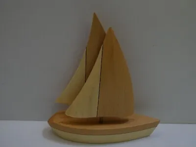 Vintage Wooden Model Sailing Boat Timber Woodwork Model Yacht M Real Simpel • $59