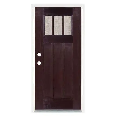 MP Fiberglass Prehung Front Door 36 X80  3-Lite Water Wave Craftsman Dark Walnut • $1144.79