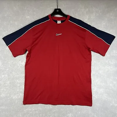 Vintage 90s Nike Retro Center Swoosh Logo Short Sleeve Basketball Tee T-Shirt XL • $34.92