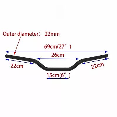 Motorcycle 7/8''22mm Black Drag Bar Flat Handlebar For Harley Honda • $29.89