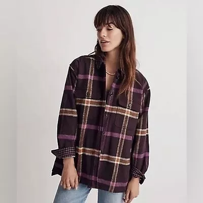 Madewell Women's Rigby Shirt Jacket Heavyweight Shacket Spiced Raisin Plaid • $35