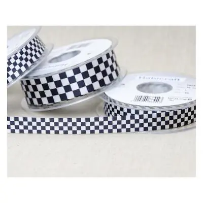 Chequered Flag Ribbon Black And White Check By Berisfords UK • £12.48