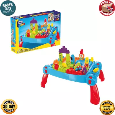 MEGA BLOKS Build 'n Learn Table Toy Building Set Big Building Blocks Vehicle • £25.53